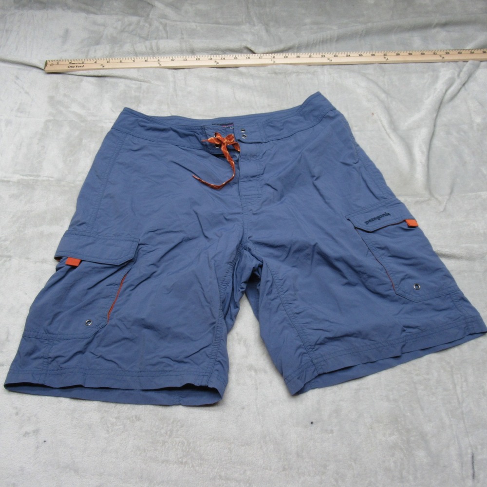 Patagonia Palua Board Shorts Mens 32 Blue Lace-Up Cargo Light Swim Trunks 9" VTG